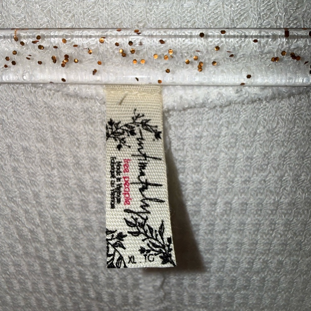 Free People Ivory Waffle Henley Long Sleeve Top - Picture 2 of 4
